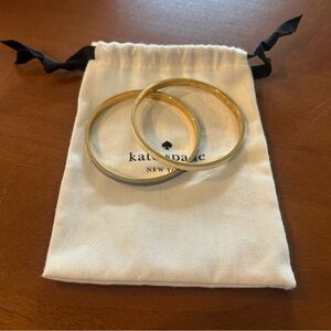 Kate Spade Thin Idiom Gold Bracelet Set in Blue and White with Dust Bag